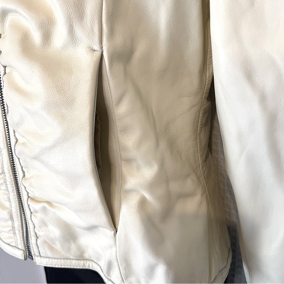 Black Rivet Women’s White leather jacket, size small , zipper - Picture 6 of 8